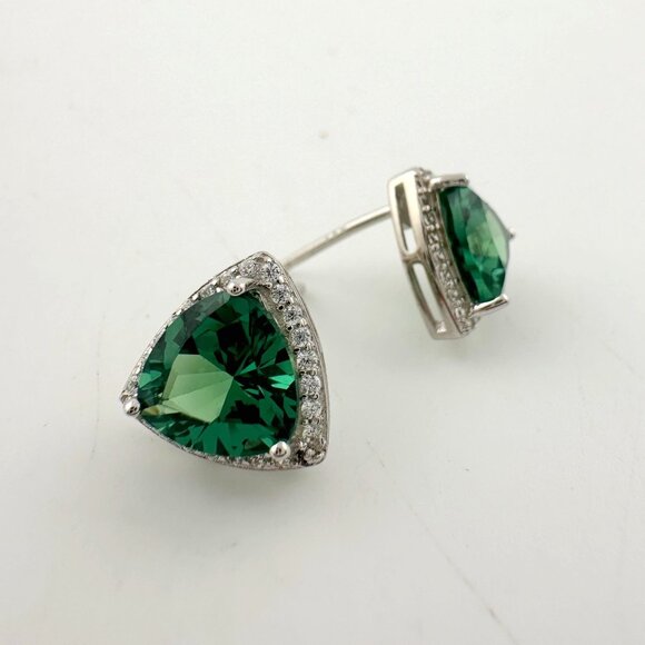 Trillion Cut 6.30 Ct Lab Created Color Changing Pariaba Gemstone Earrings - Picture 5 of 11